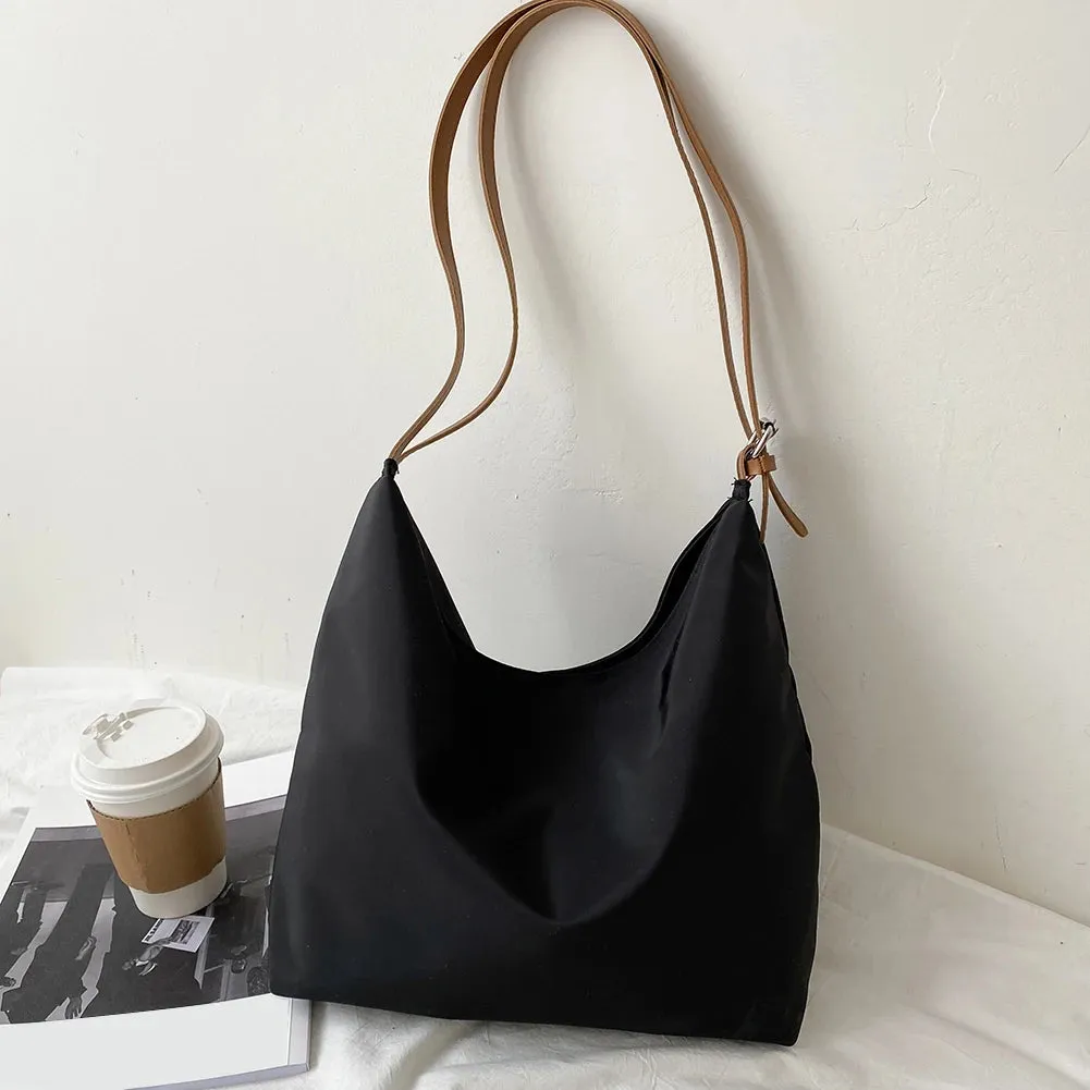 Sohiwoo Casual Large Capacity Women Shoulder Bags Fashion Oxford Cloth Top-handle Bags Simple Solid Color Female Shopping Totes Handbags