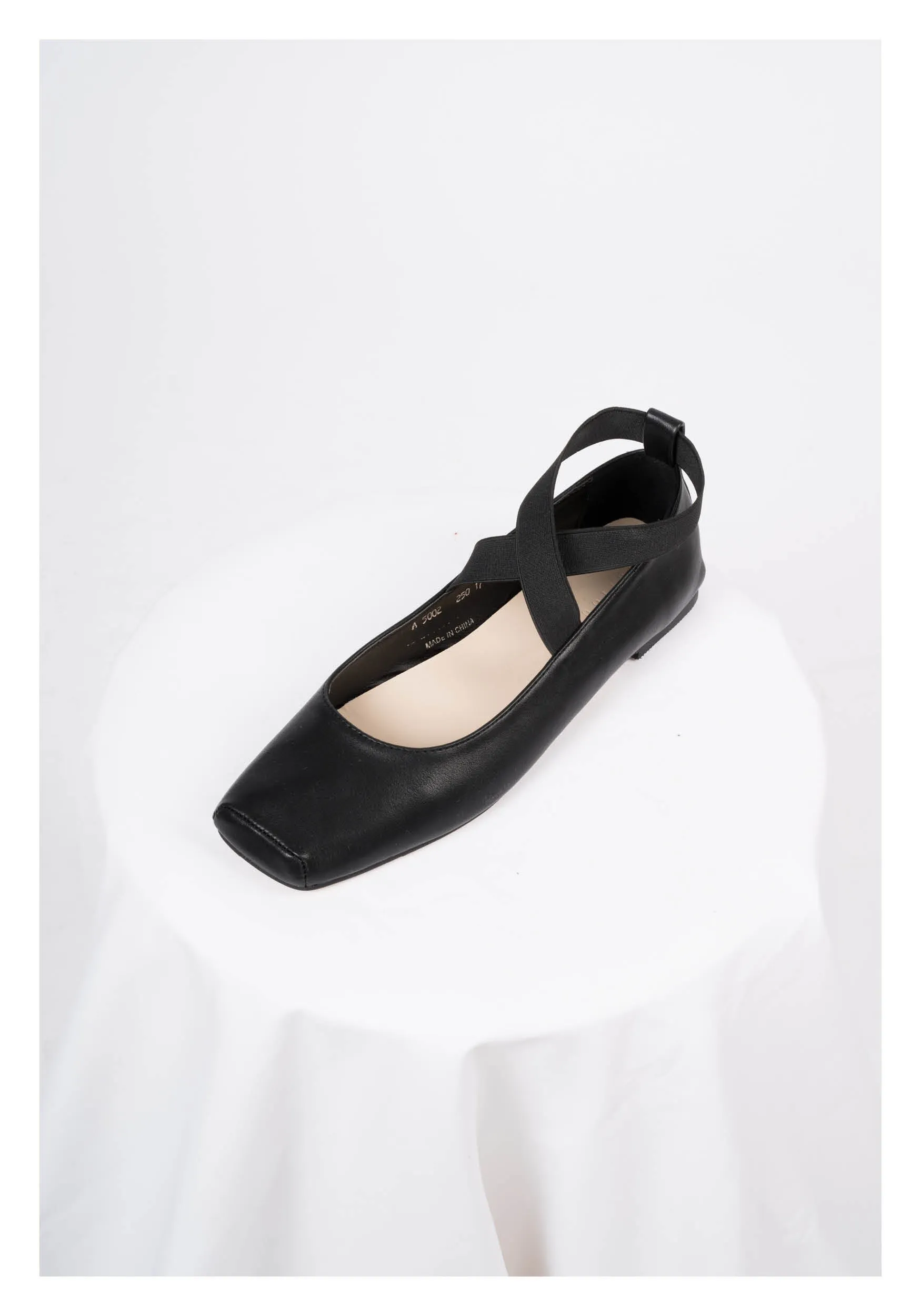 Square Toe Ballet Flats Black