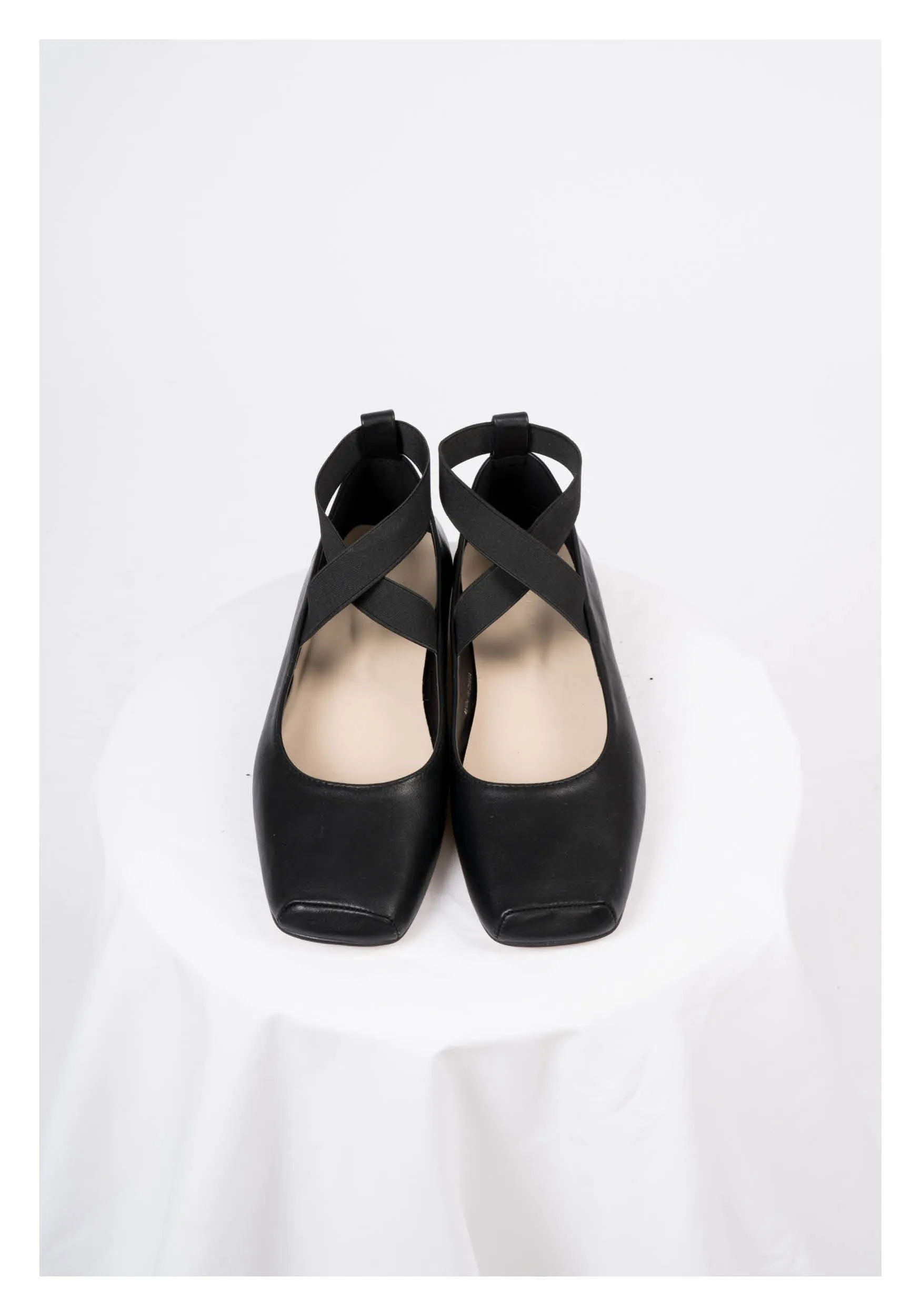 Square Toe Ballet Flats Black