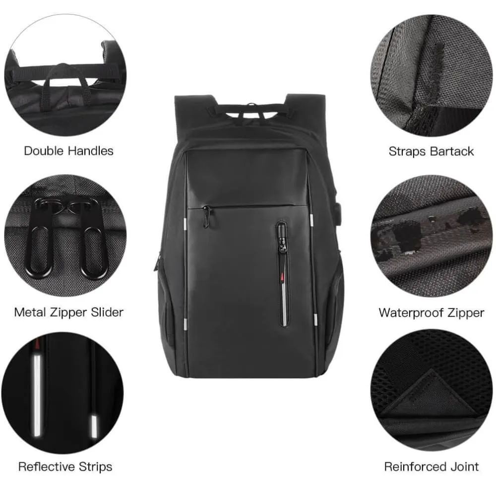 Vbiger Business Backpack Casual Daypack with USB Charging Port & Reflective Strips