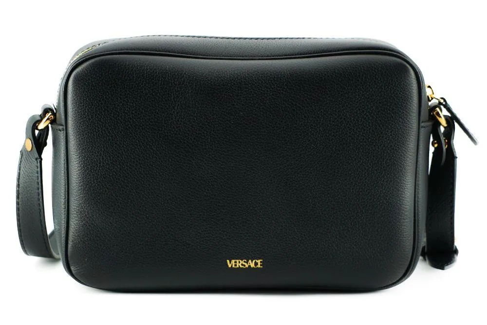 Versace Black Calf Leather Camera Shoulder Bag