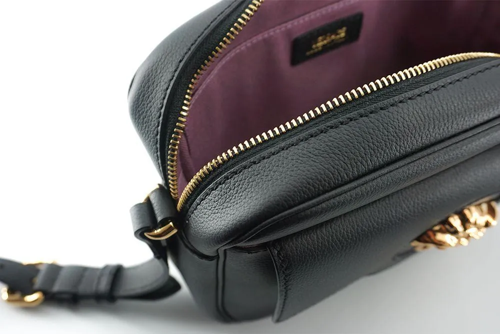 Versace Black Calf Leather Camera Shoulder Bag