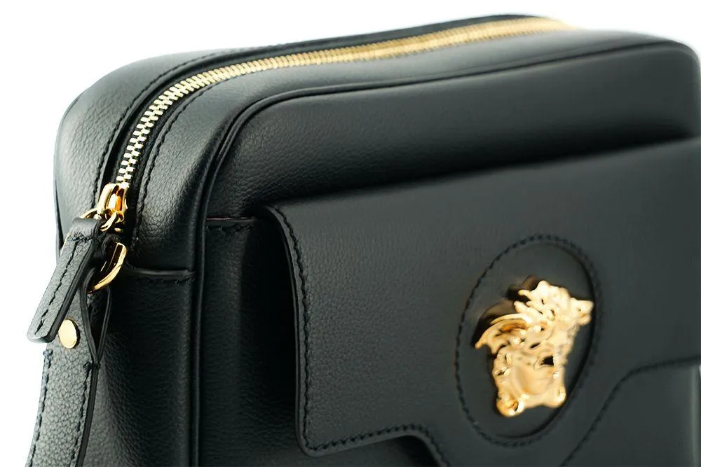 Versace Black Calf Leather Camera Shoulder Bag