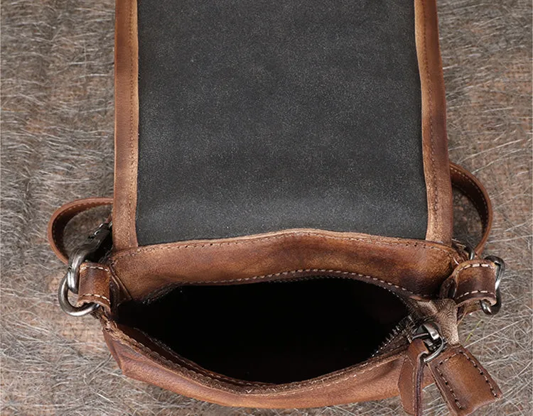Vintage Boho Leather Crossbody Saddle Bag Western Small Satchel Purses for Women