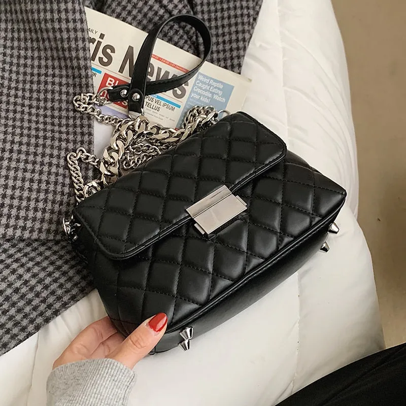 Vintage Fashion Female Tote Chain Lozenge 2020 Quality PU Leather Women Designer Handbag High capacity Shoulder Messenger Bag