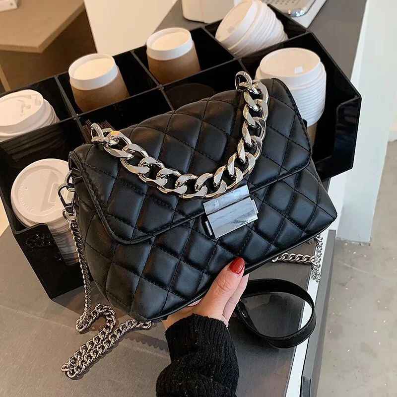 Vintage Fashion Female Tote Chain Lozenge 2020 Quality PU Leather Women Designer Handbag High capacity Shoulder Messenger Bag