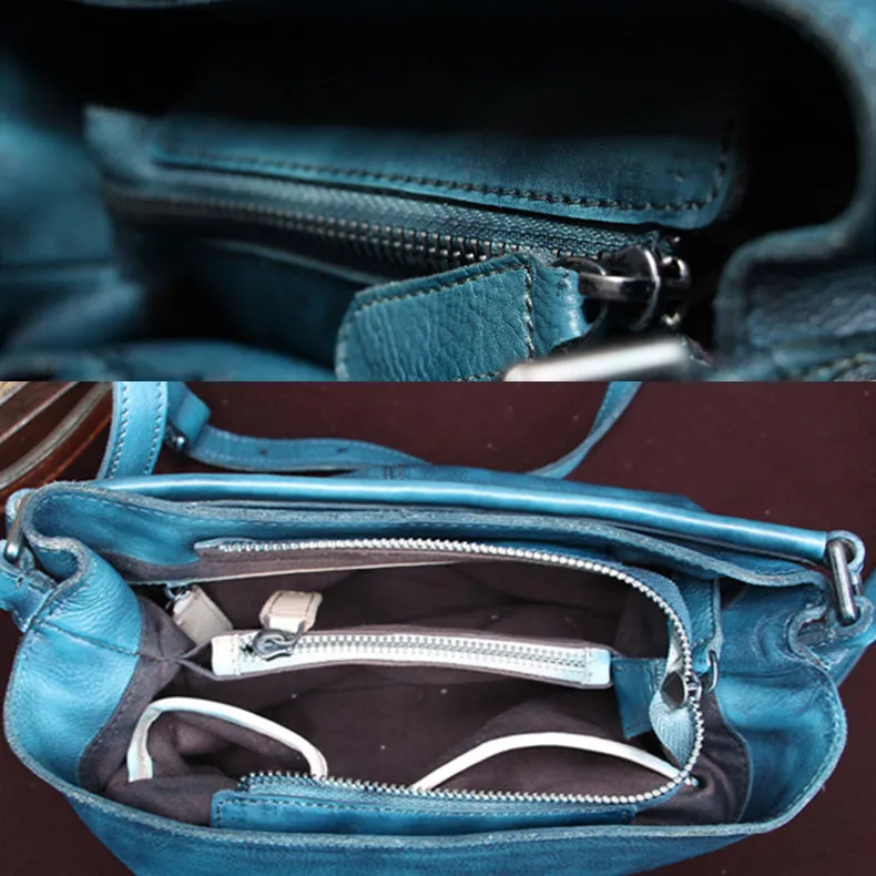 Vintage Leather Bucket Bags Women's Tote Handbags Shoulder Bags for Women