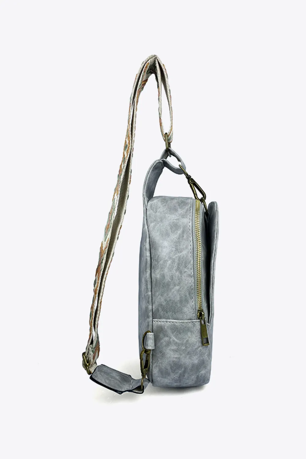 Weekend Shopping Adjustable Strap PU Leather Sling Bag