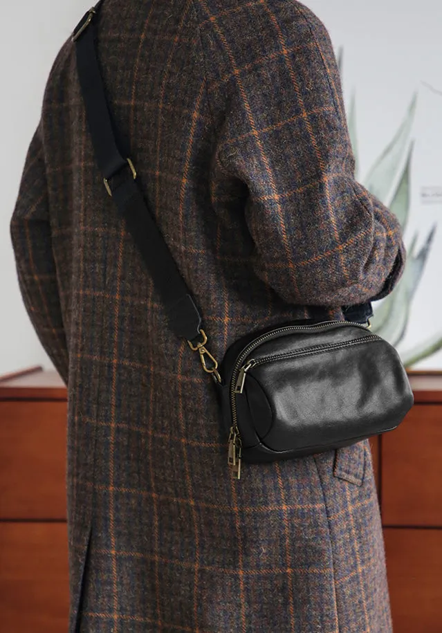 Women's Black Leather Crossbody Bag Small Shoulder Bags For Women