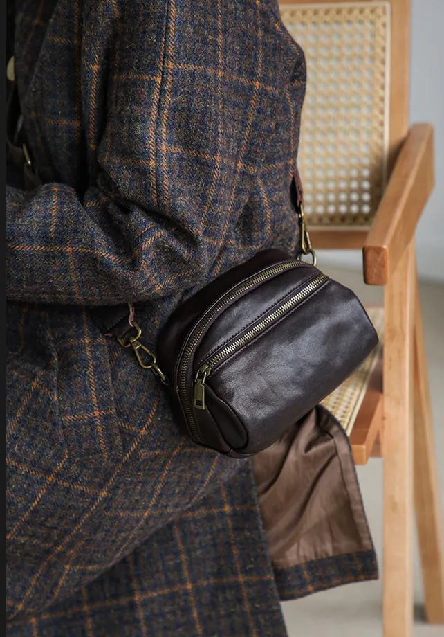 Women's Black Leather Crossbody Bag Small Shoulder Bags For Women