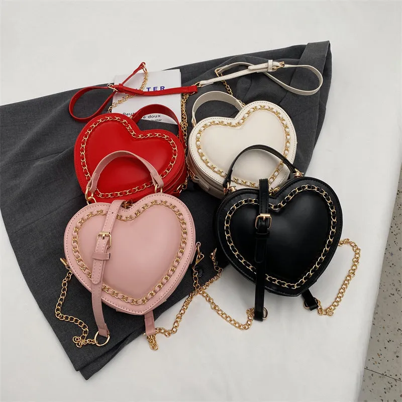 Women's Fashion Love-Shaped Large Capacity Chain Shoulder Messenger Bag