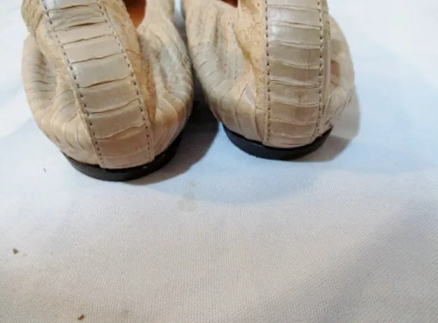 Womens LANVIN PARIS Python Leather Ballet Flat Shoe 36.5 / 6 BEIGE TAN Snakeskin