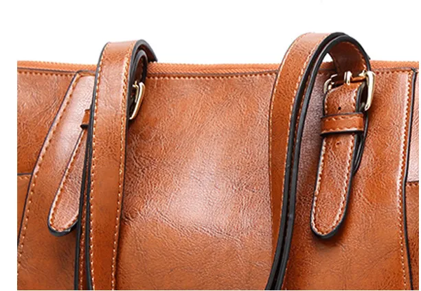 Women’s Oil Wax Large Capacity Shoulder Bag