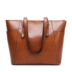Women’s Oil Wax Large Capacity Shoulder Bag