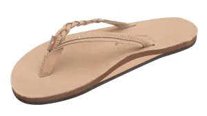 Women's Premier Leather Flirty Braid Single Layer Sandals in Sierra Brown