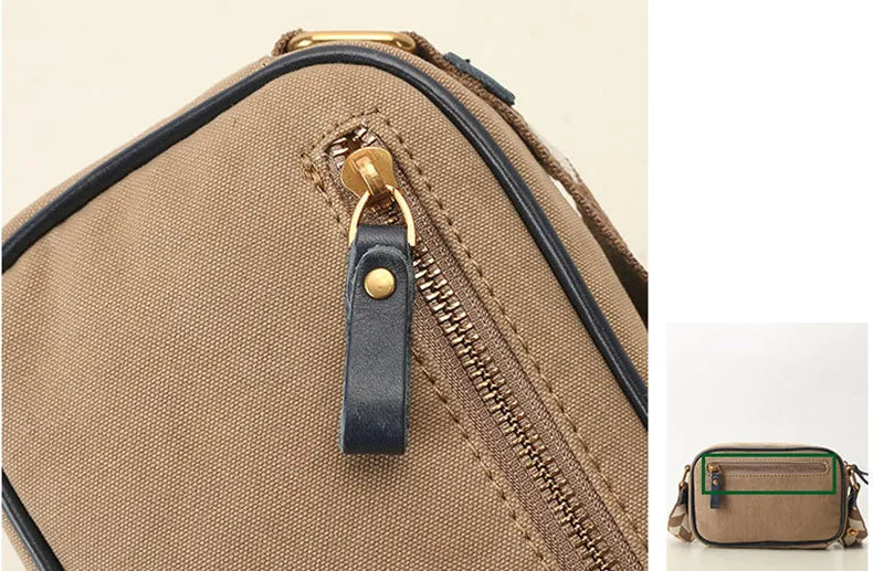 Womens Square Leather Canvas Over The Shoulder Bag Canvas Crossbody Bag For Ladies