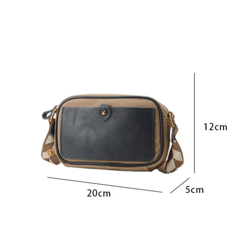 Womens Square Leather Canvas Over The Shoulder Bag Canvas Crossbody Bag For Ladies