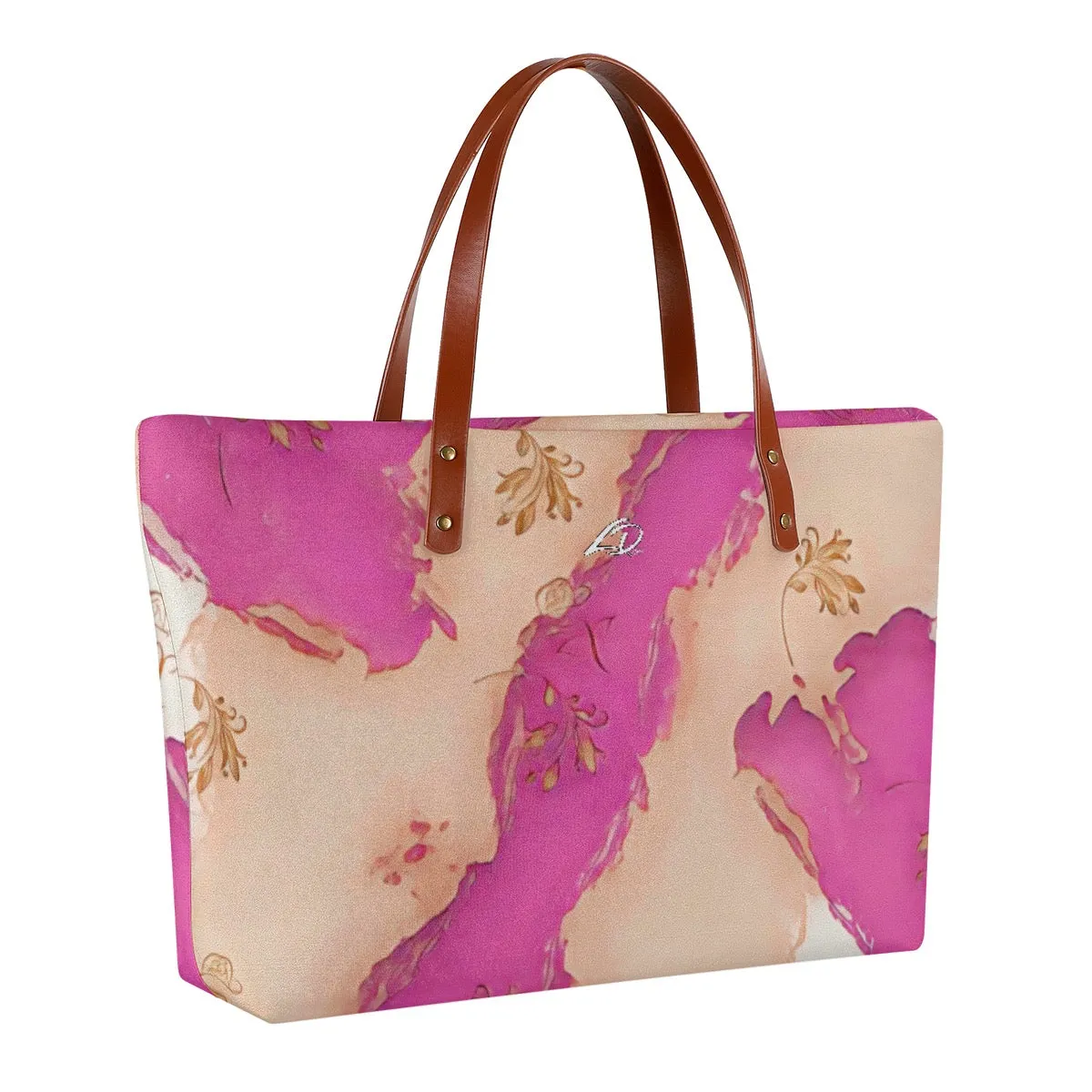 Women's Tote Bag | Diving Cloth 341 pink, and badge abstract
