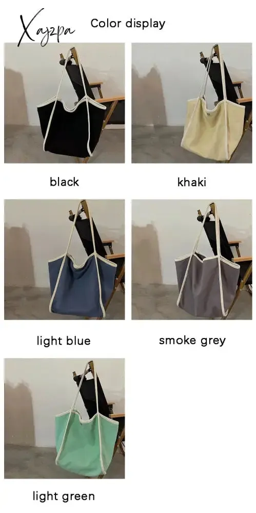 Xajzpa - Canvas Tote Bag for Women Designer Handbag Internal Pocket with Magnetic Buckle Commuter Large Capacity Lady’s Shoulder Bag