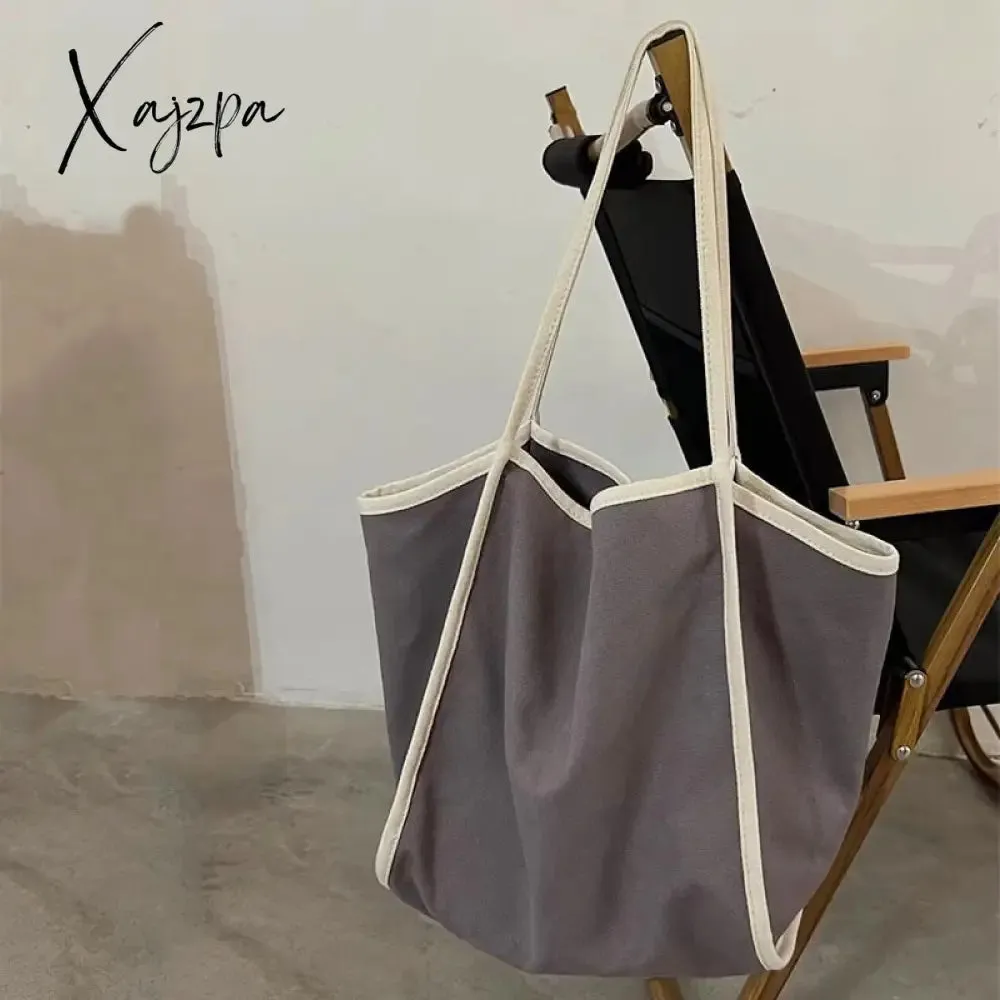 Xajzpa - Canvas Tote Bag for Women Designer Handbag Internal Pocket with Magnetic Buckle Commuter Large Capacity Lady’s Shoulder Bag