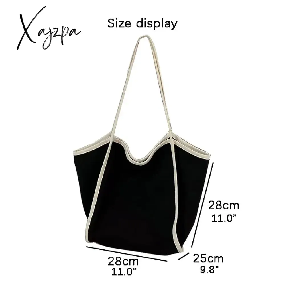 Xajzpa - Canvas Tote Bag for Women Designer Handbag Internal Pocket with Magnetic Buckle Commuter Large Capacity Lady’s Shoulder Bag