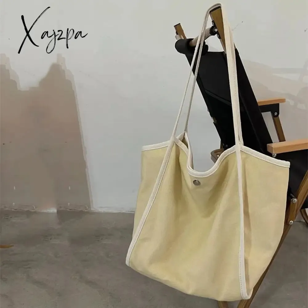 Xajzpa - Canvas Tote Bag for Women Designer Handbag Internal Pocket with Magnetic Buckle Commuter Large Capacity Lady’s Shoulder Bag