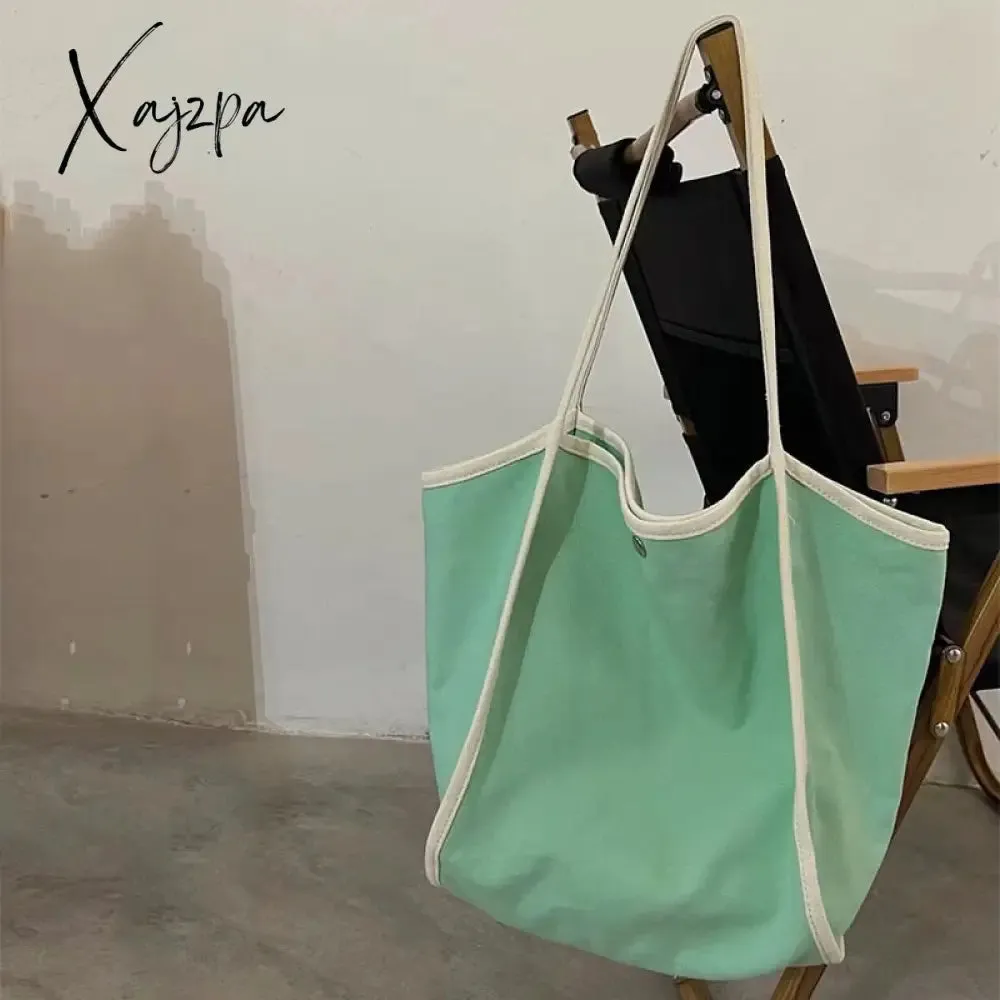 Xajzpa - Canvas Tote Bag for Women Designer Handbag Internal Pocket with Magnetic Buckle Commuter Large Capacity Lady’s Shoulder Bag
