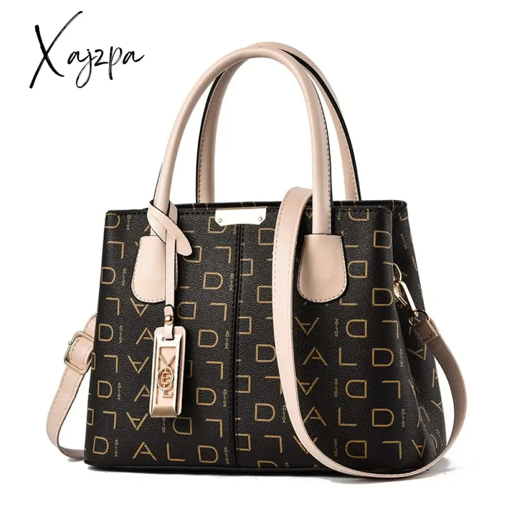 Xajzpa - Ladies Quality Leather Letter Shoulder Bags for Women Luxury Handbags Women Bags Designer Fashion Large Capacity Tote Bag