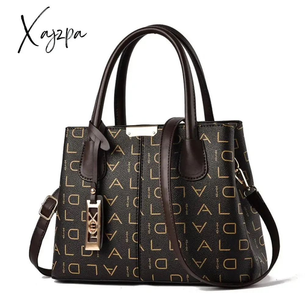 Xajzpa - Ladies Quality Leather Letter Shoulder Bags for Women Luxury Handbags Women Bags Designer Fashion Large Capacity Tote Bag