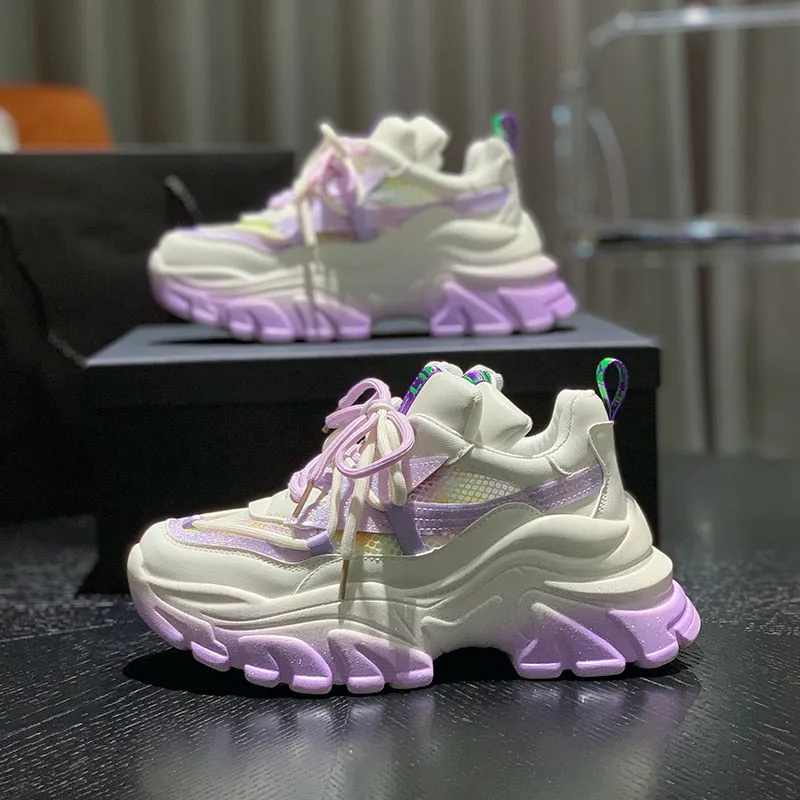 xakxx Autumn Women Chunky Sneakers New Design Colorful Woman Shoes Thick Sole Fashion Girls Platform Sneakers Ladies Sport Shoes